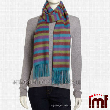 100%Cashmere Colourful Zebra Striped Scarf for Ladies